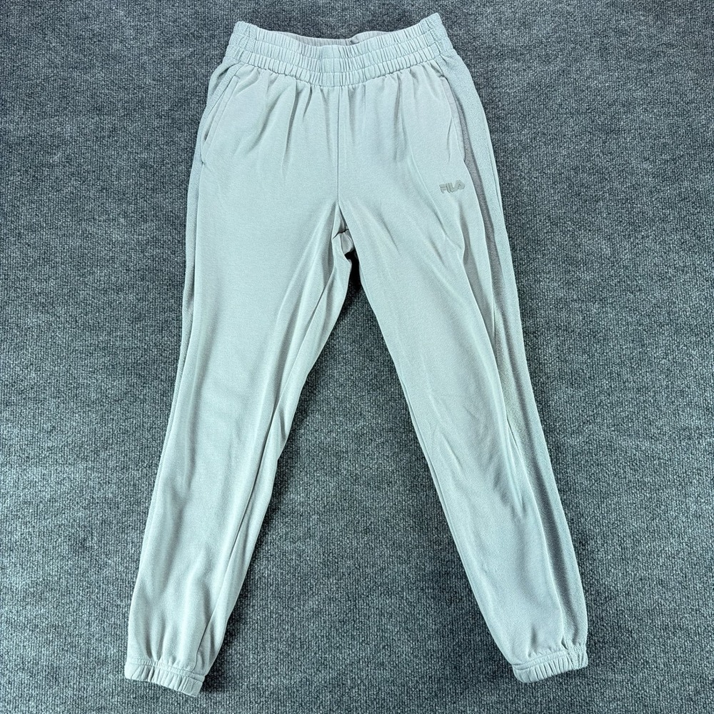 Vintage Fila Mens Jogger Sweatpants Gray Elastic Waist French Terry Tennis Small